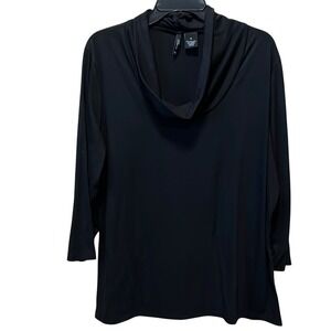 New Directions Woman Black Cowl Neck Long Sleeve Top‎ Plus Size 1X Jersey Knit